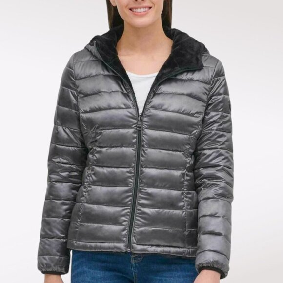 Andrew Marc Reversible Quilted Puffer Jacket Hooded Small - Picture 2 of 12